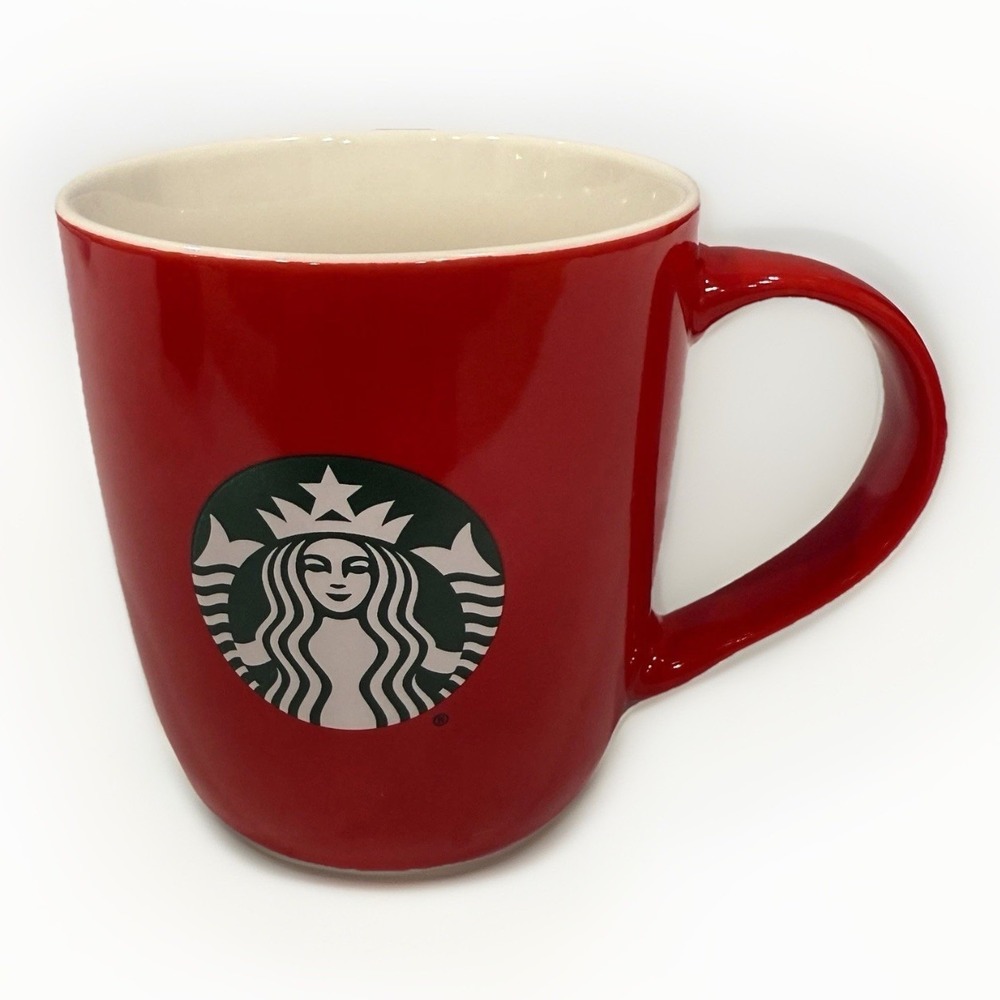 Starbucks Red Coffee Mug‎ 14oz Ceramic Holiday Cup Siren Logo Collectible